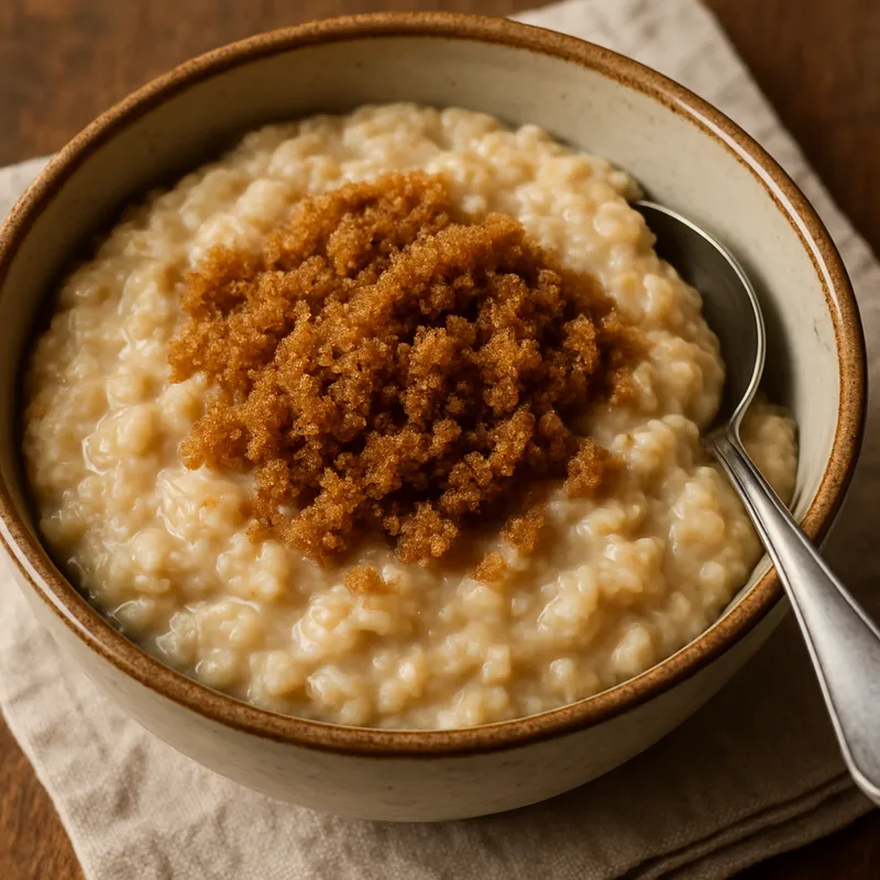 Haferflockenporridge mit braunem Zucker