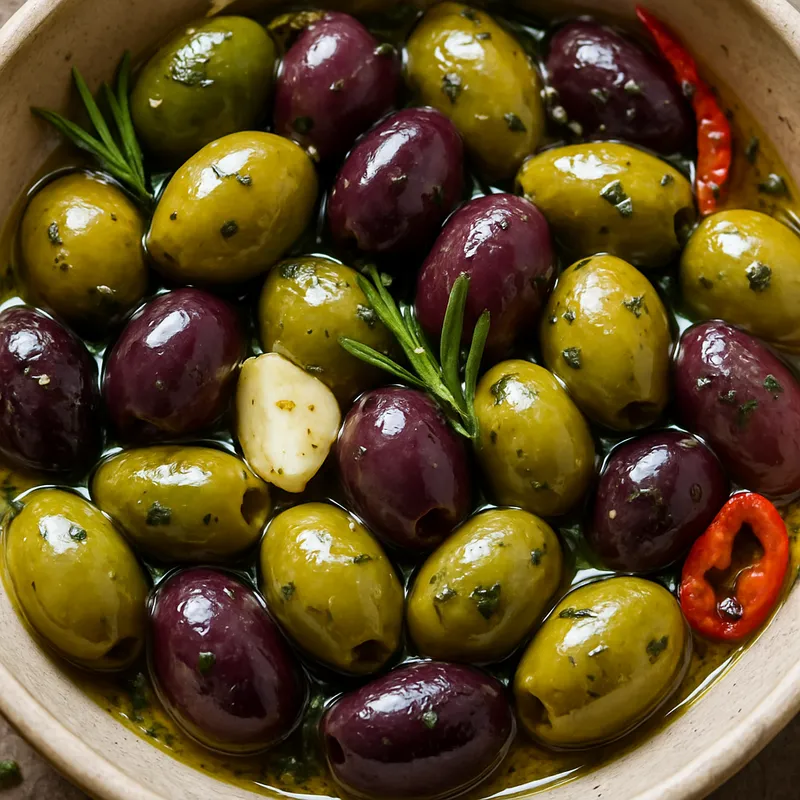Marinierte Oliven auf griechische Art