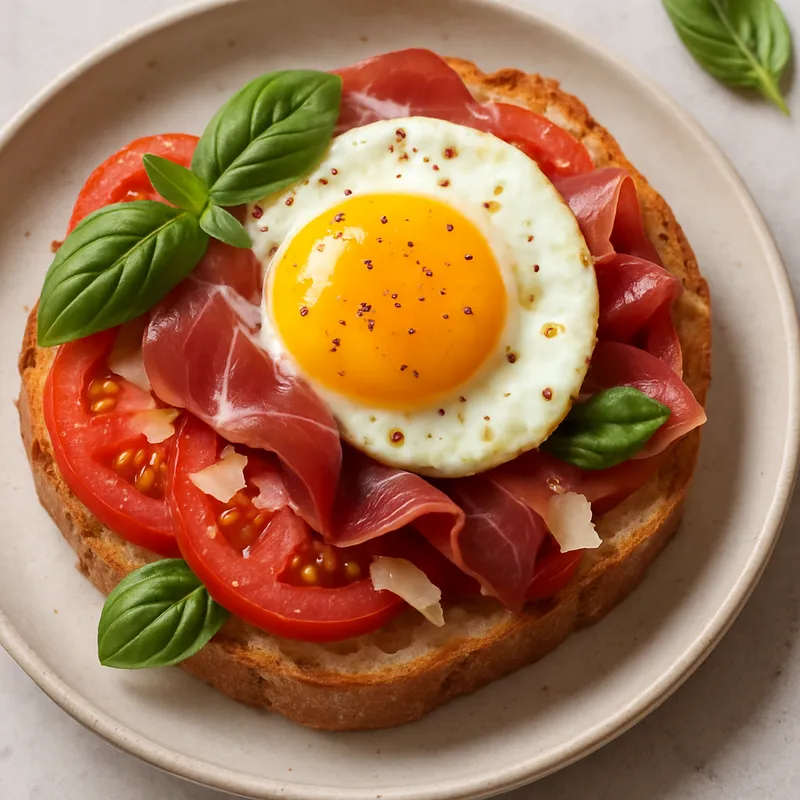 Offenes Ei-Sandwich auf Italienisch