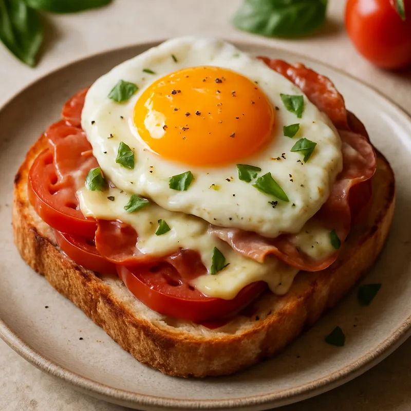 Offenes Eiersandwich auf Italienische Art