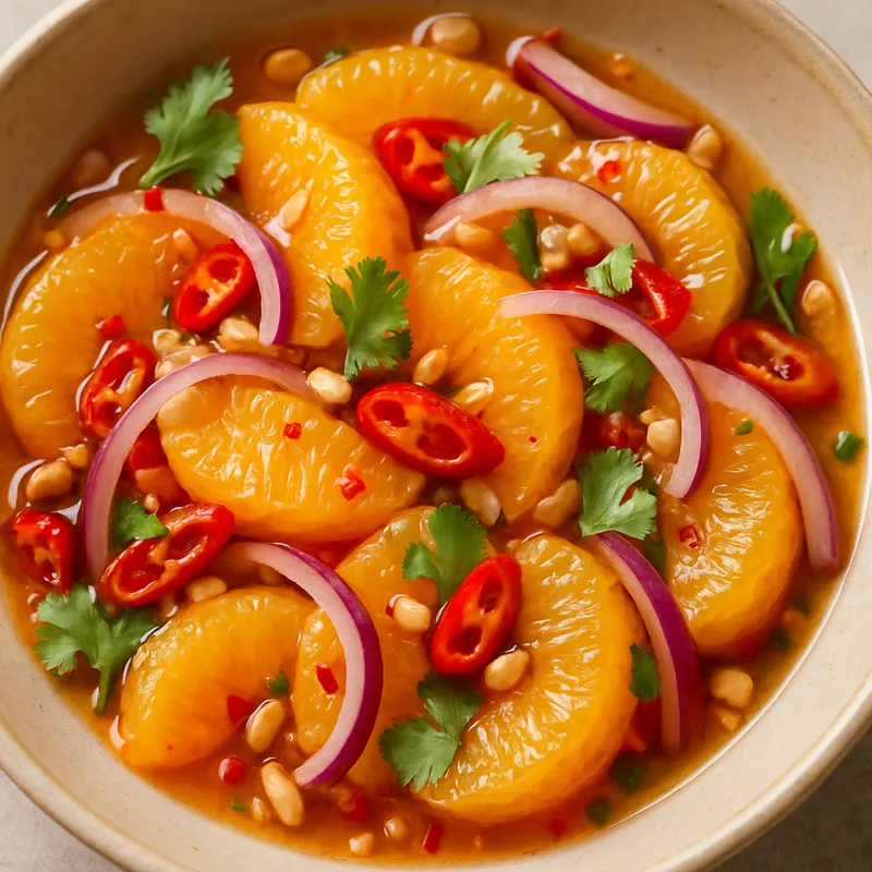 Orange Juice Nam Som (Thailändischer Orangen-Salat mit Schärfe)