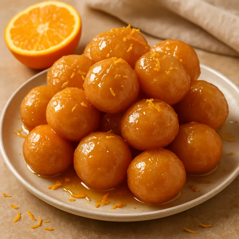 Orangen-Loukoumades (Griechische Honigbällchen mit Orange)