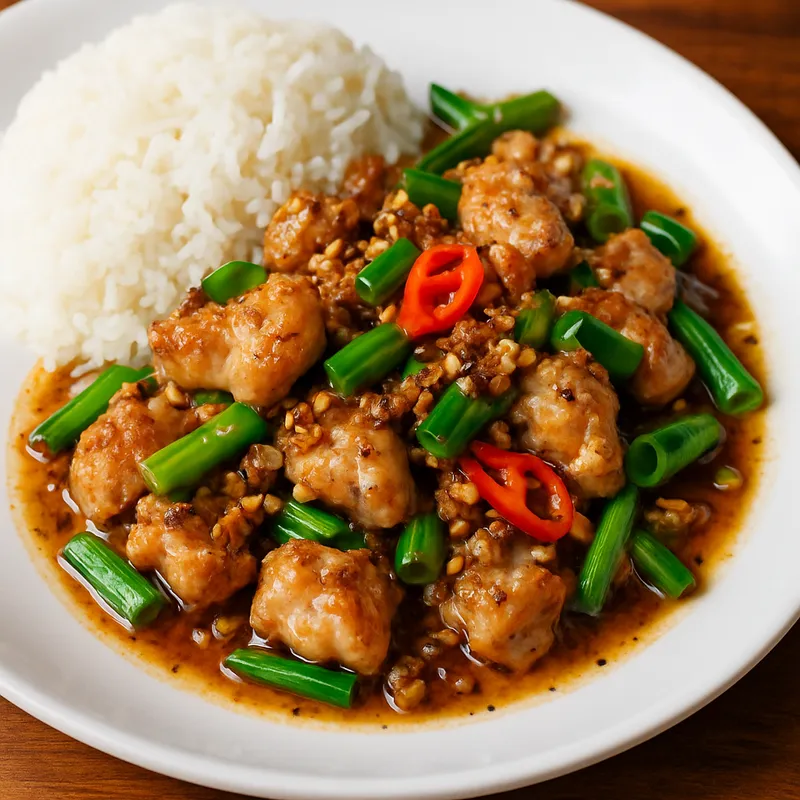 Pad Gratiam Prik Thai (Thailändisches Knoblauch-Pfeffer-Pfannengericht)
