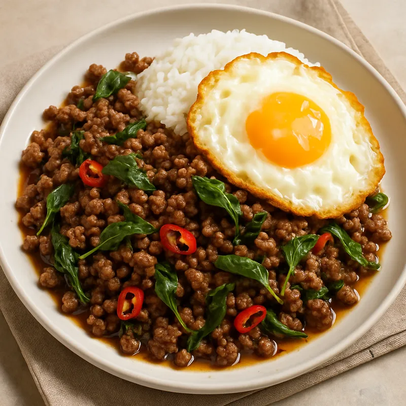 Pad Kra Pao Neua (Heiliges Basilikum mit Rind)