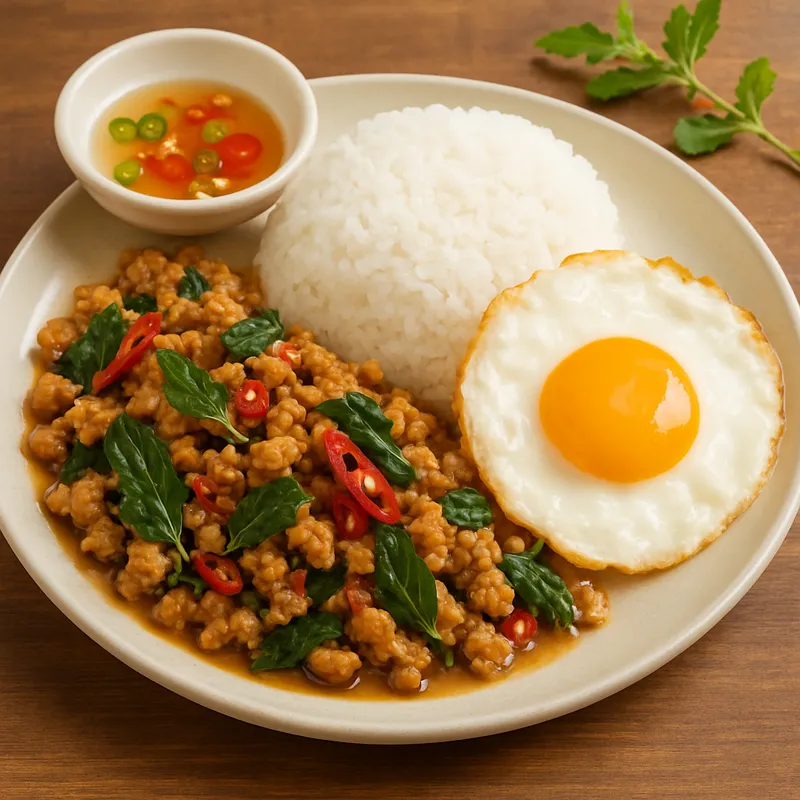 Pad Kra Pao Set (Klassisches Heiliges Basilikum Reis-Set)