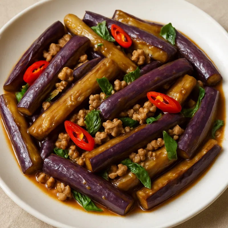 Pad Makeua Yao (Gebratene lange Aubergine)