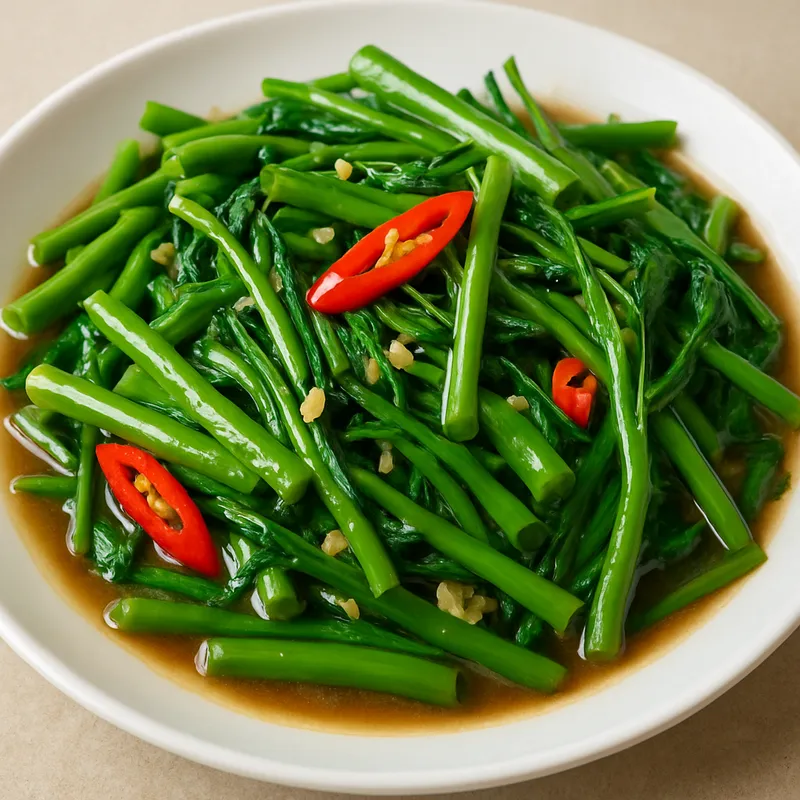 Pad Pak Boong (Gebratener Wasserspinat)