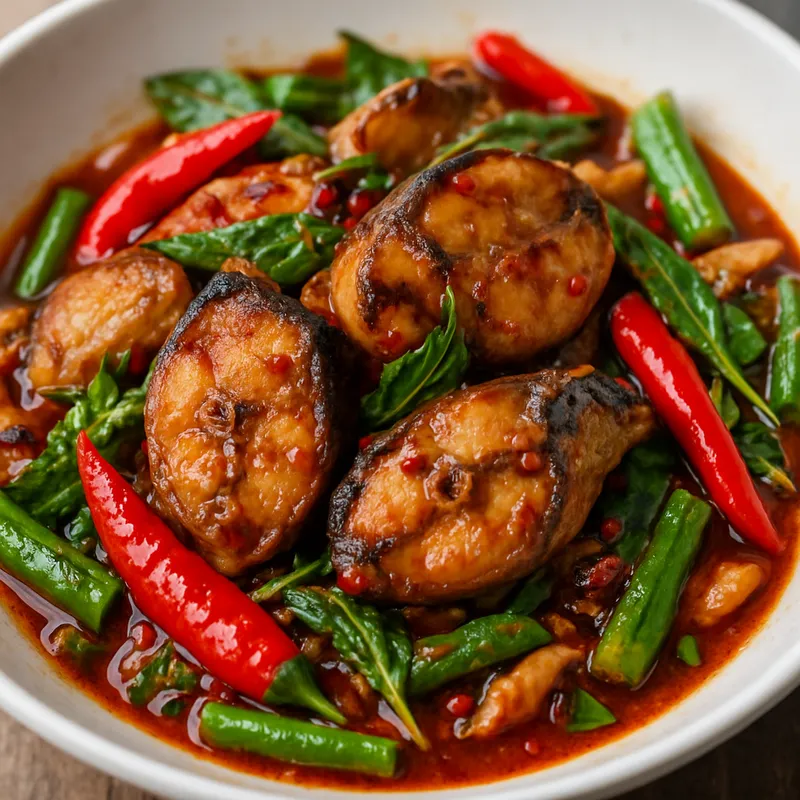 Pad Ped mit Wels (Scharf gebratener Wels)