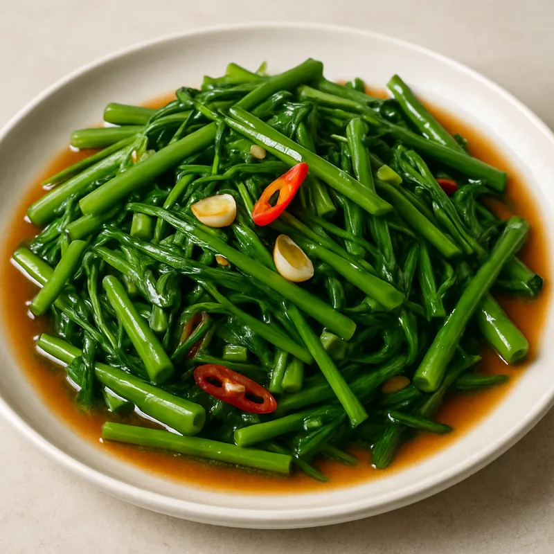 Pad Phak Bung (Klassisches gebratenes Wasserspinat-Gemüse)