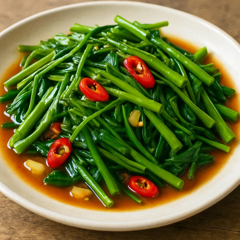 Pad Phak Bung (Gebratener Wasserspinat)