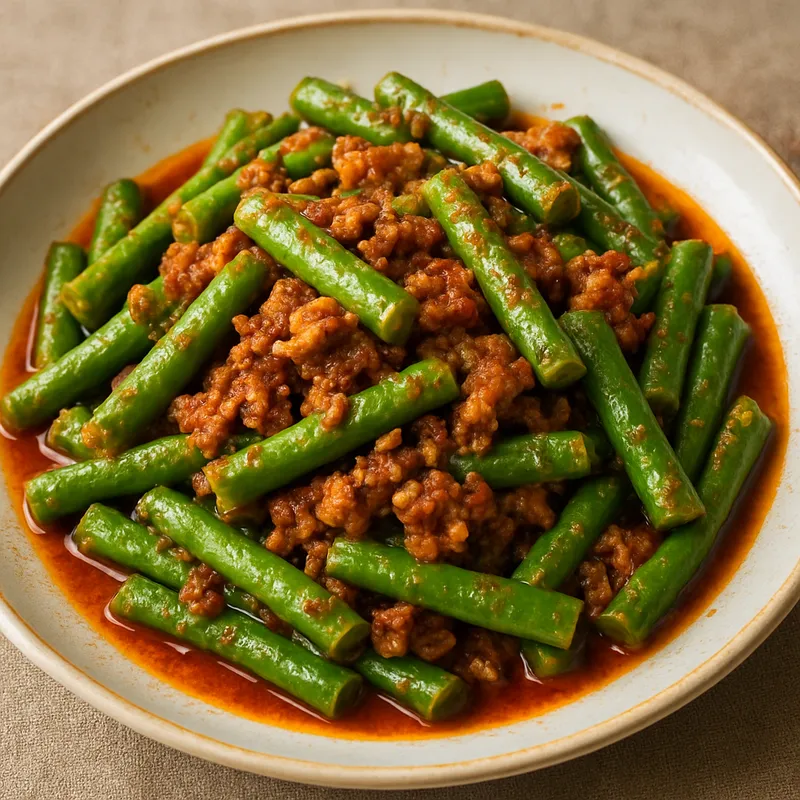 Pad Phrik Khing Tua Fak Yao (Lange Bohnen Curry-Pfanne)