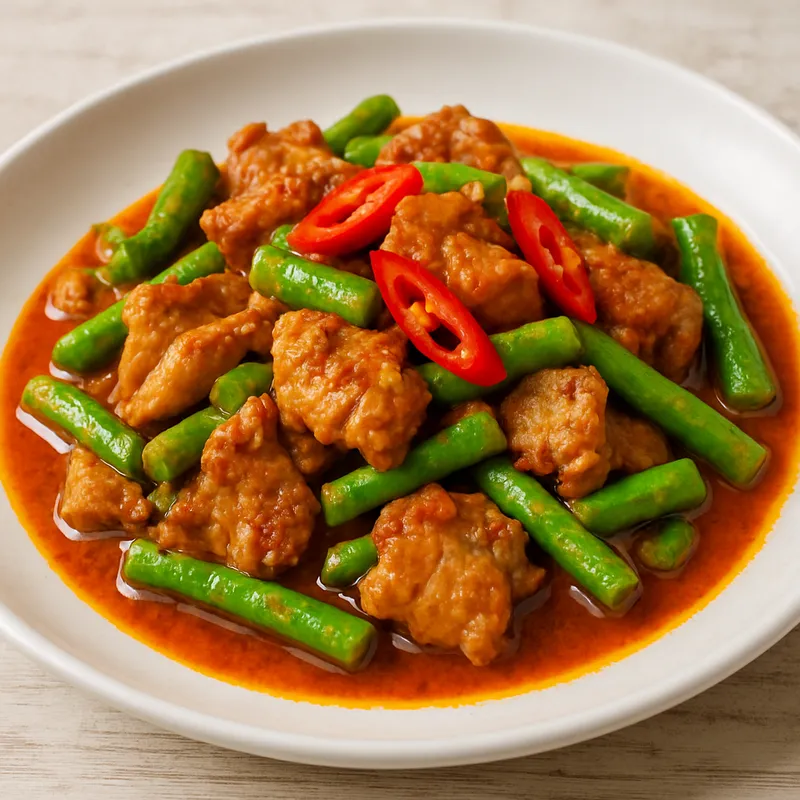 Pad Prik Gaeng – Gebratenes Schweinefleisch mit Currypaste