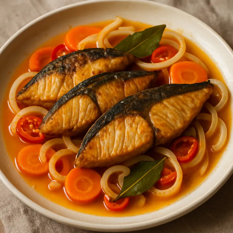Pampeche Gelbschwanzmakrele in Escabeche (Eingelegter Fisch)