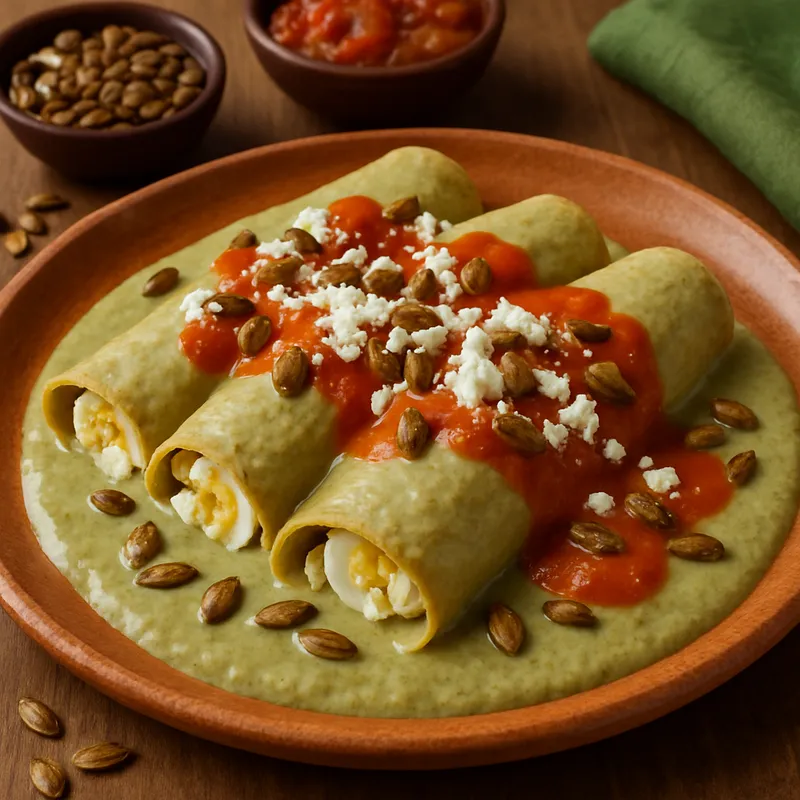 Papadzules (Yucatekische Ei-Enchiladas)