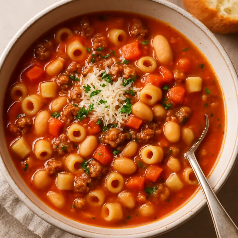 Pasta e Fagioli auf amerikanische Art (Pasta und Bohnen)