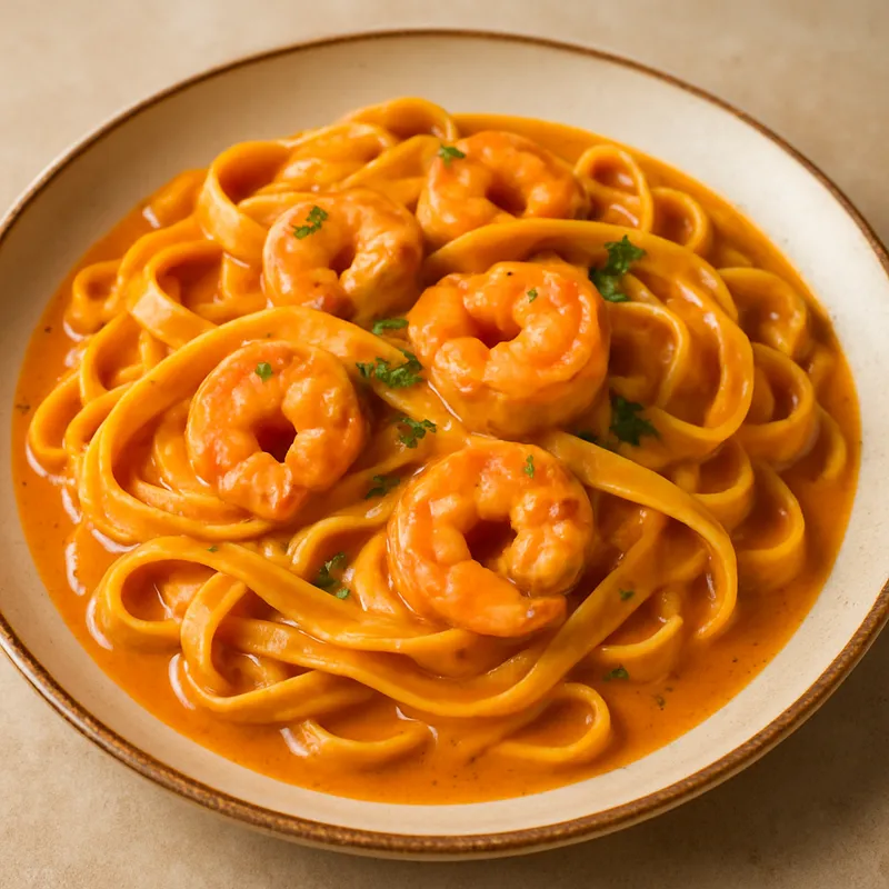 Pasta mit Garnelen-Bisque