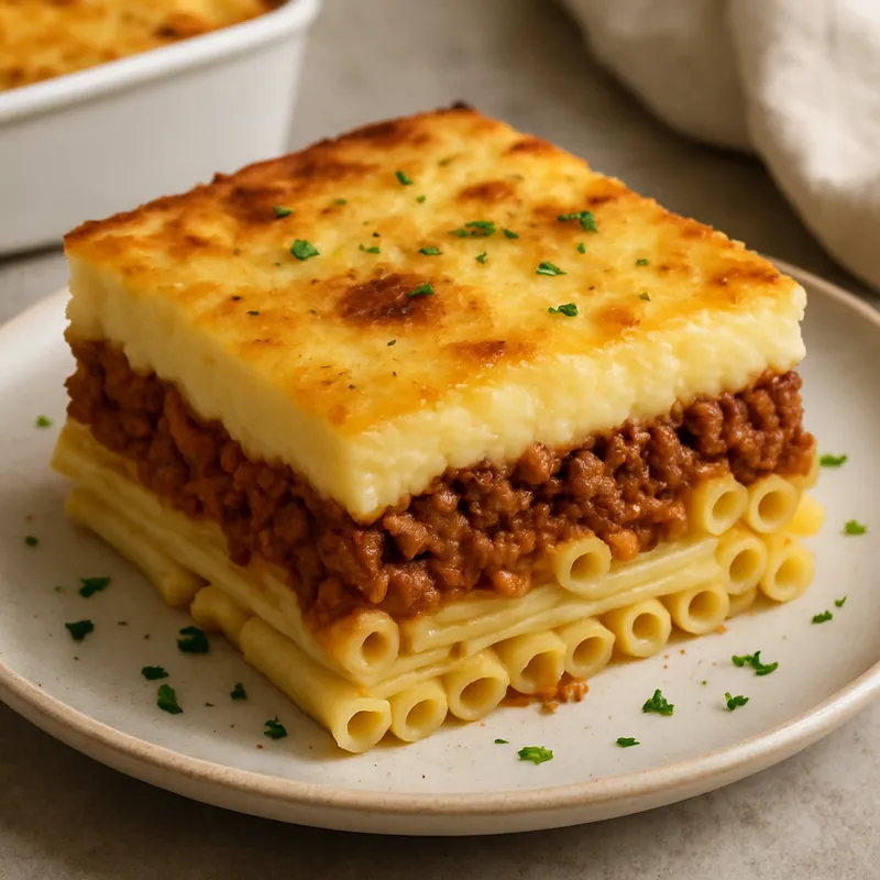 Pastitsio (Griechischer Nudelauflauf mit Hackfleisch)