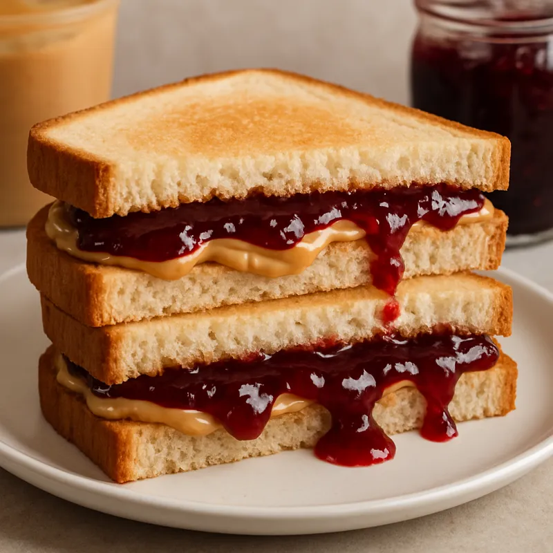 Erdnussbutter-Marmeladen-Sandwich