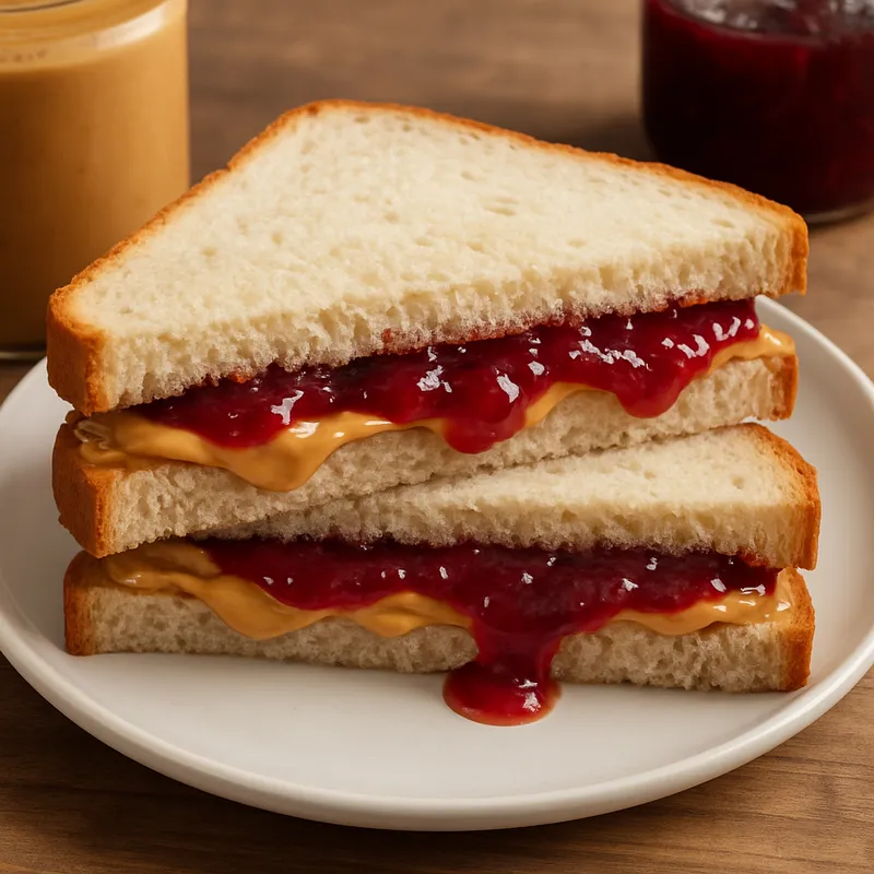 Erdnussbutter-Marmeladen-Sandwich