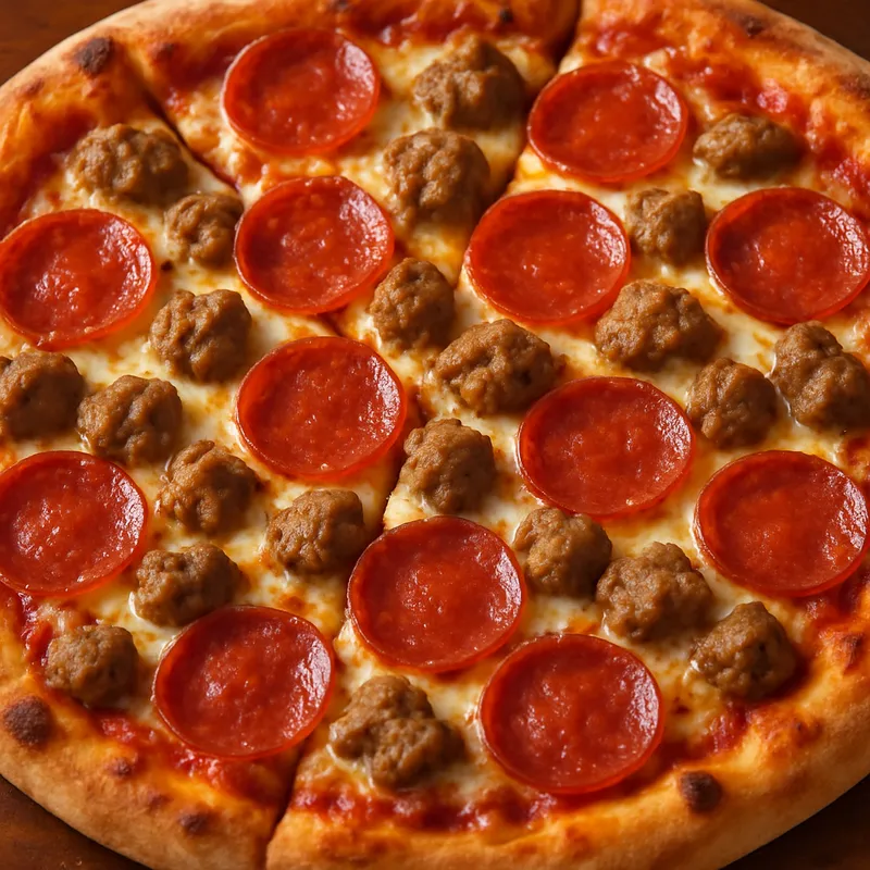 Pizza mit Pepperoni und Wurst