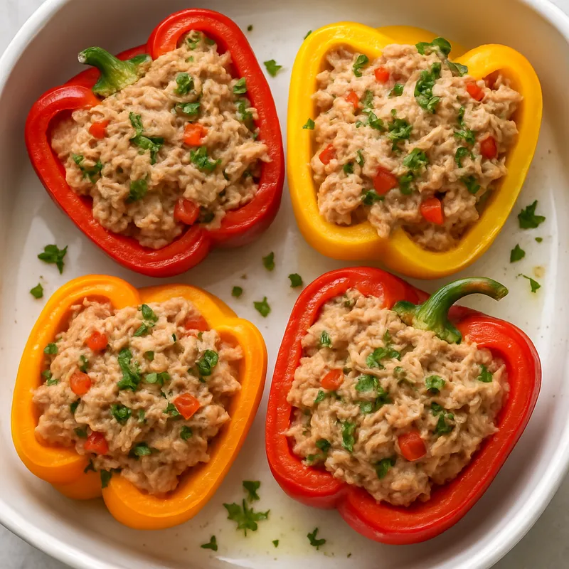 Mit Thunfisch gefüllte Paprika