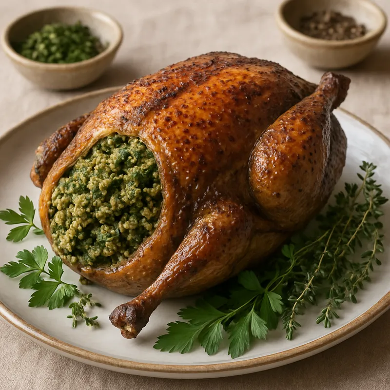 Perlhuhn mit Kräuterfüllung