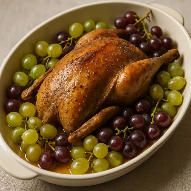 Perlhuhn mit Weintrauben