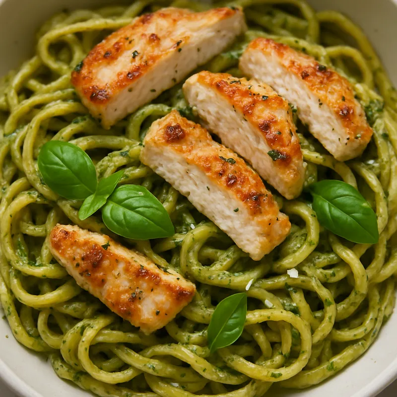 Pesto-Pasta mit Hähnchen