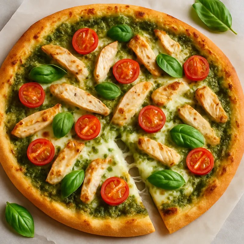 Pesto-Pizza mit Hähnchen