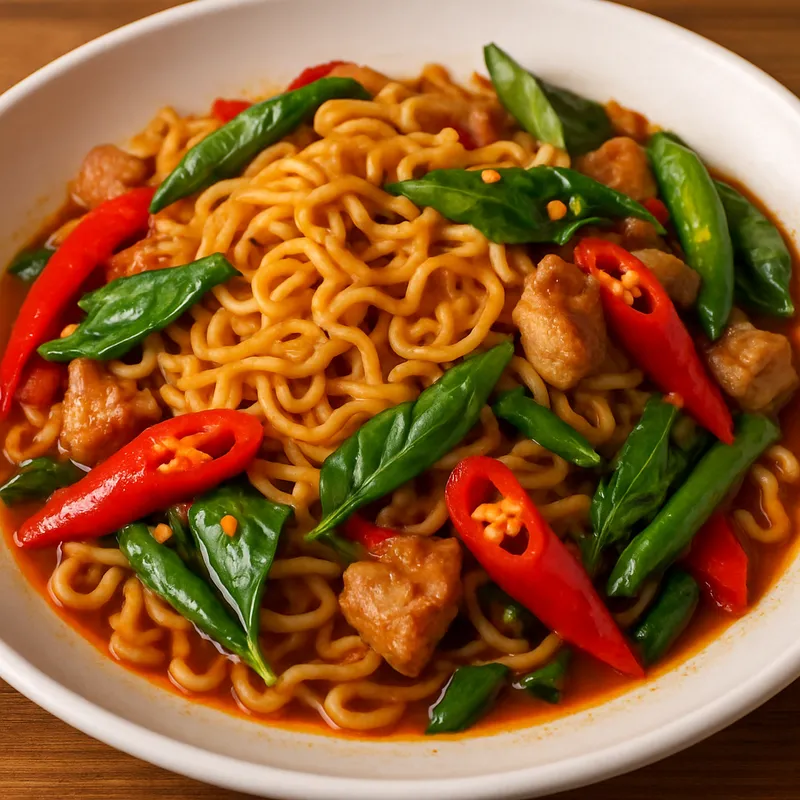 Phat Khi Mao Mama (Scharfe Instant-Nudeln nach Drunken-Noodles-Art)