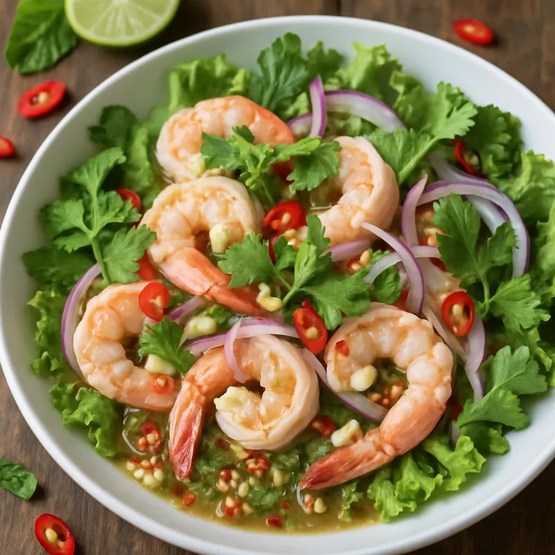 Phla Kung (Thailändischer Garnelen-Kräutersalat)