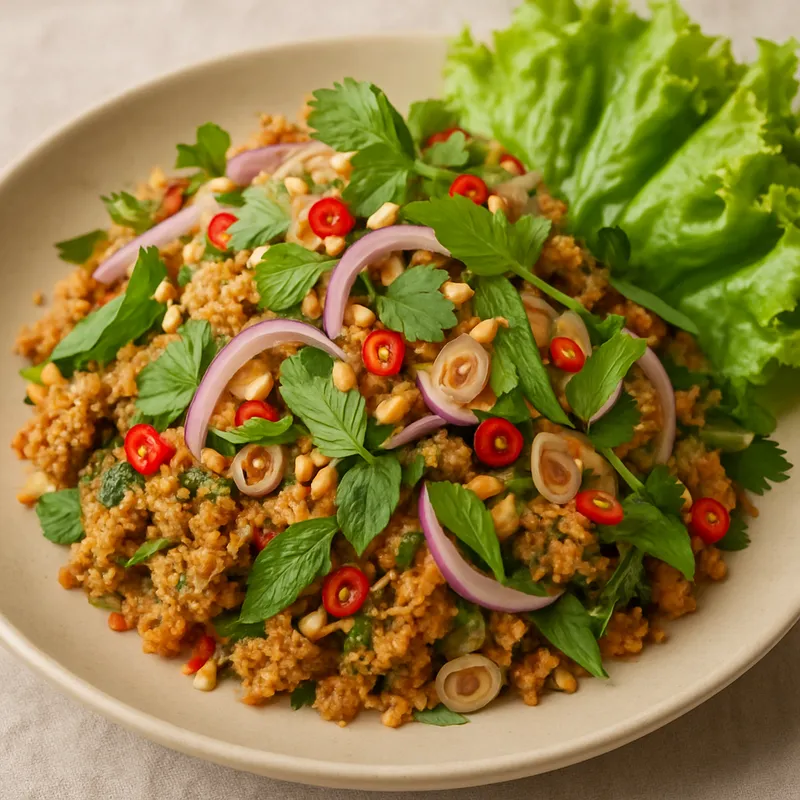 Phla Pla Duk (Welsfish-Kräutersalat)