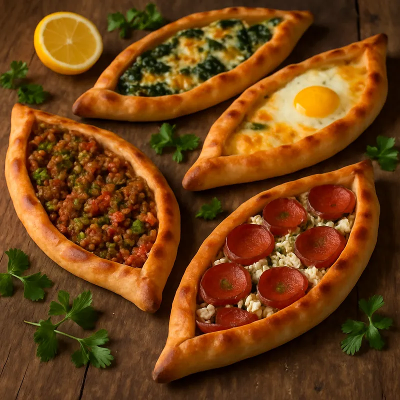 Pide (Bootsförmiges Fladenbrot mit Belag)