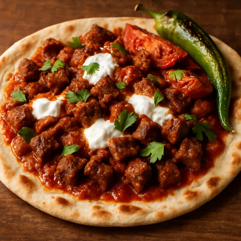Pideli Kebab auf Fladenbrot