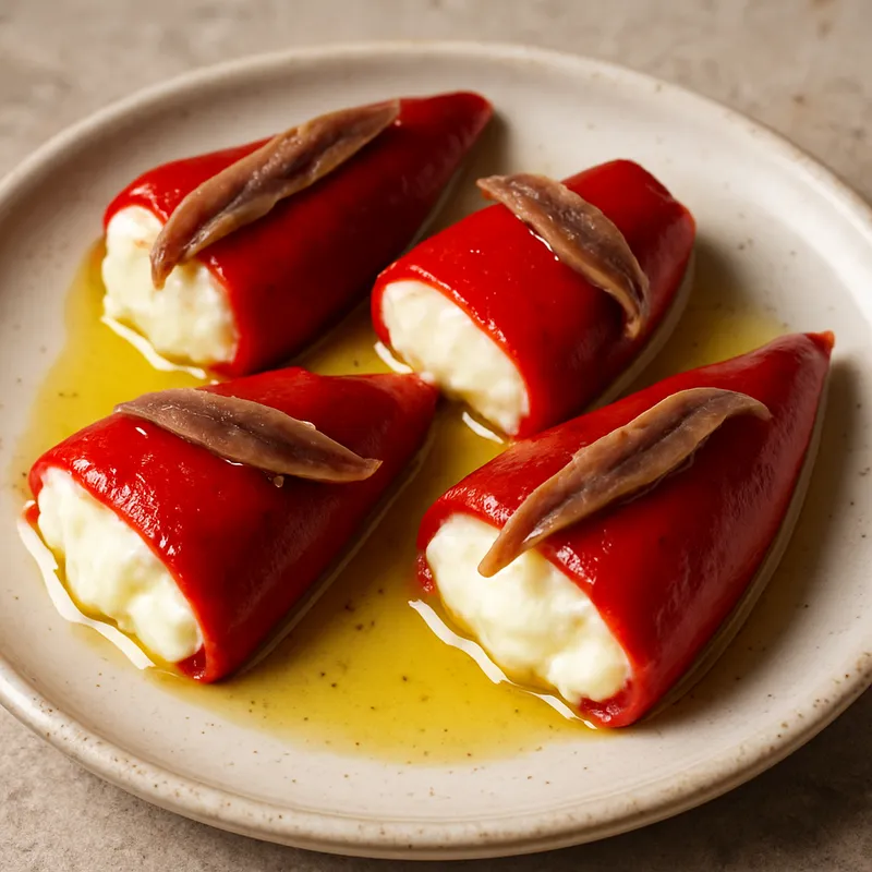 Piquillo-Paprika gefüllt mit Käse und Anchovis
