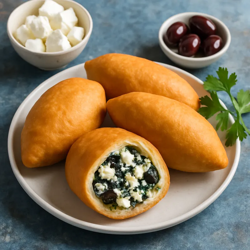 Piroshki auf griechische Art (Gefüllte Teigtaschen nach griechischer Art)