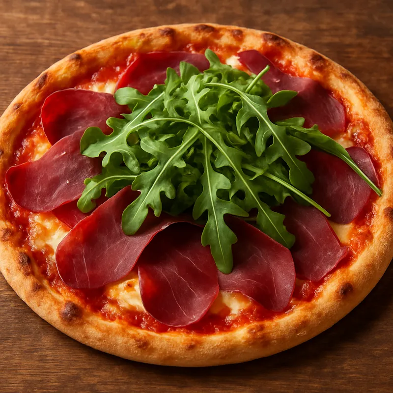 Pizza mit Bresaola und Rucola