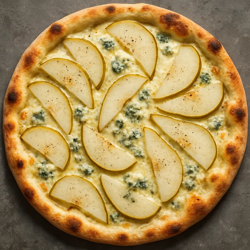 Pizza mit Gorgonzola und Birne