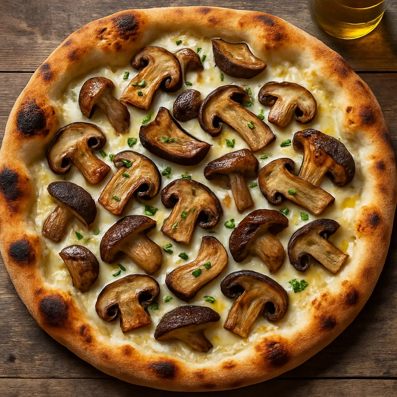 Pizza mit Steinpilzen und Trüffelöl