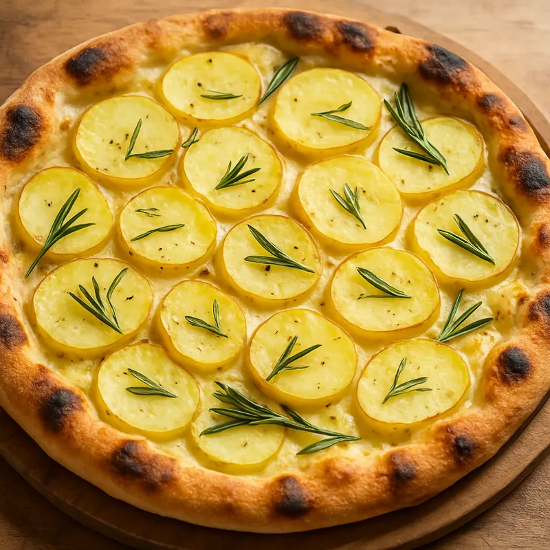Pizza mit Kartoffeln und Rosmarin