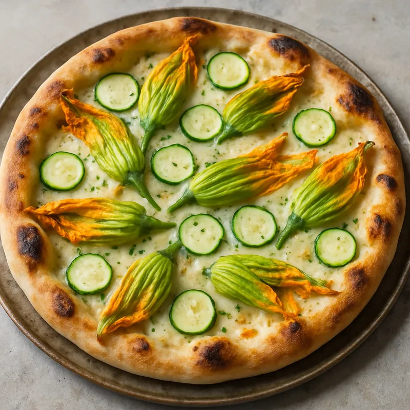 Pizza mit Zucchiniblüten