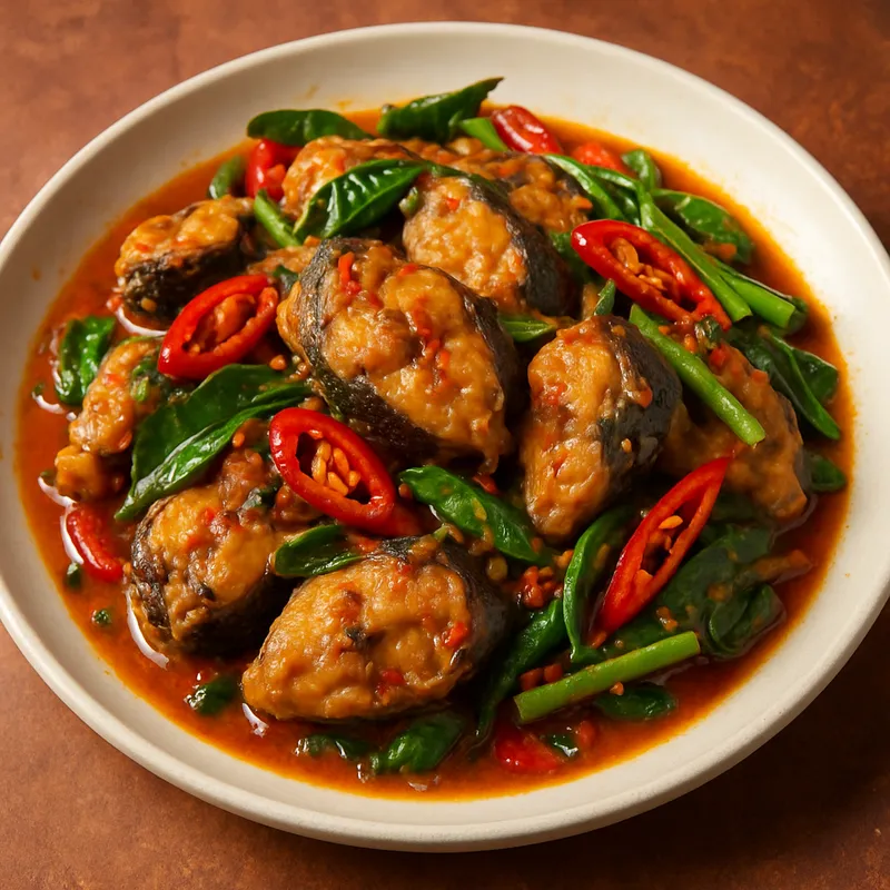 Pla Duk Pad Phet (Scharf gebratener Wels)