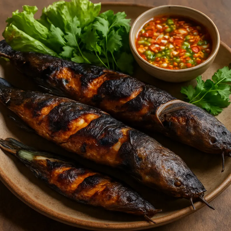 Pla Duk Yang (Gegrillter Wels)