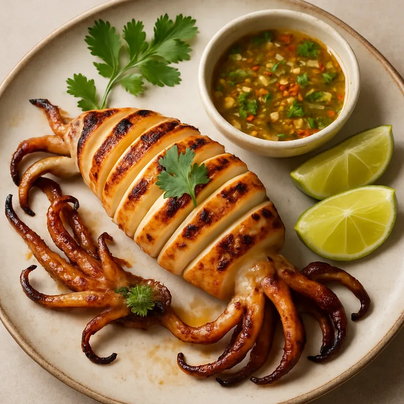 Pla Muek Yang (Gegrillter Tintenfisch)