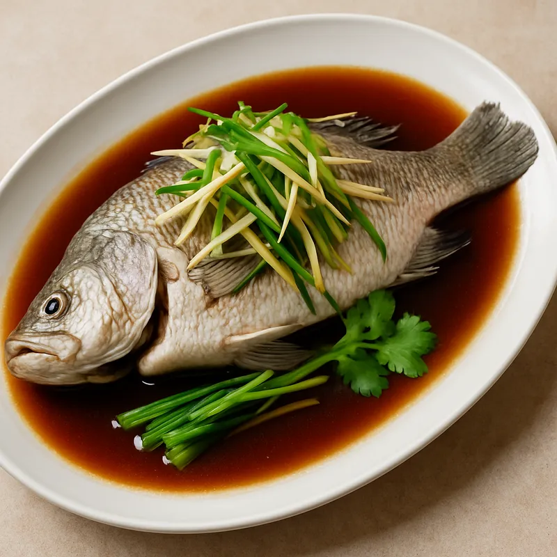 Pla Neung See Ew (Gedämpfter Fisch mit Sojasoße)