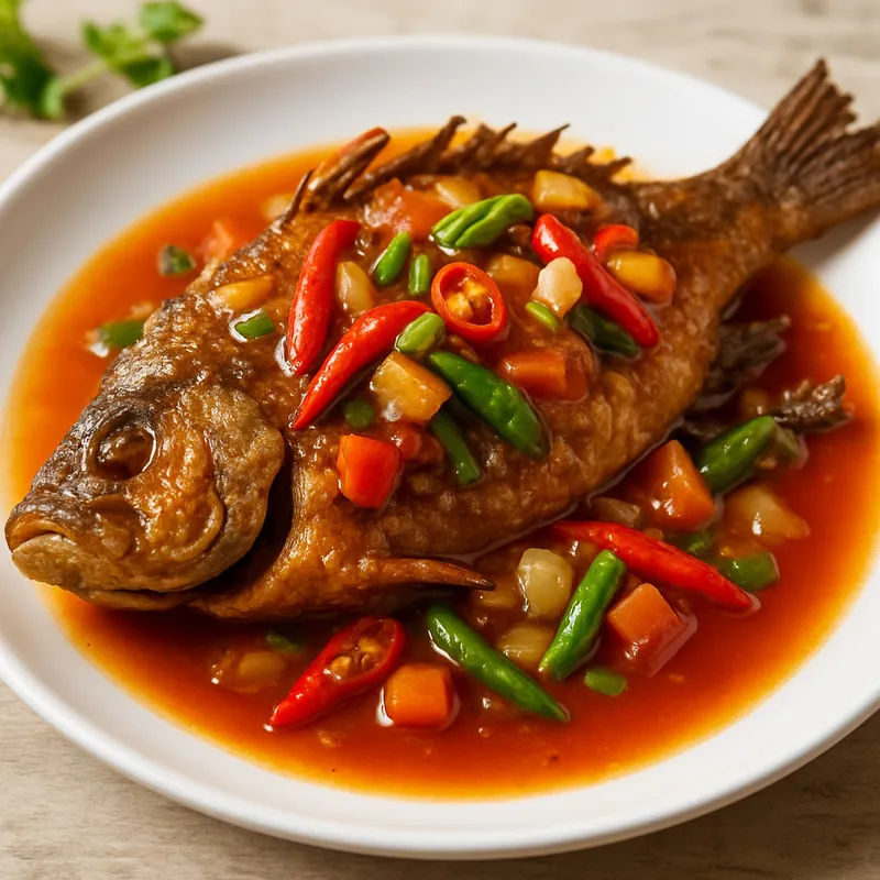 Pla Sam Rot (Fisch in Drei-Geschmacks-Sauce)