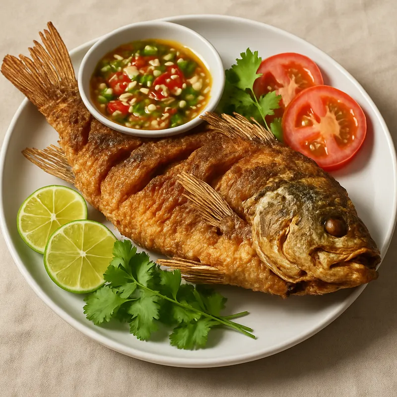 Pla Thod (Frittierter ganzer Fisch)