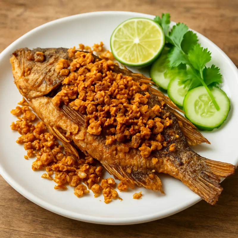 Pla Thod Kratiam (Gebratener Fisch mit Knoblauch)