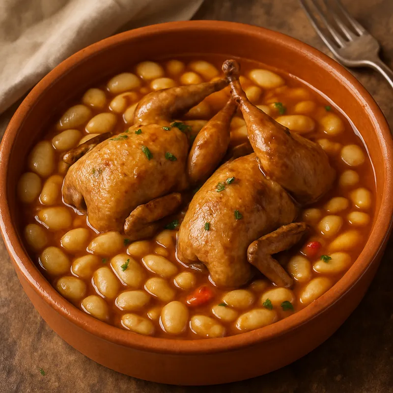 Pochas mit Wachtel (Weiße Bohnen mit Wachtel)
