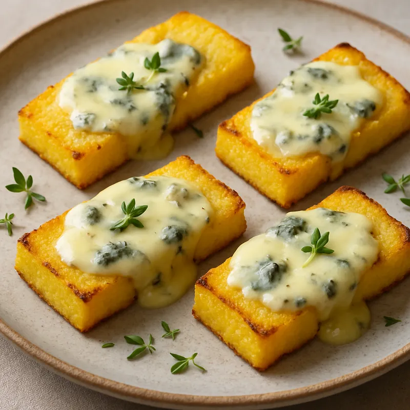 Polenta-Crostini mit Gorgonzola